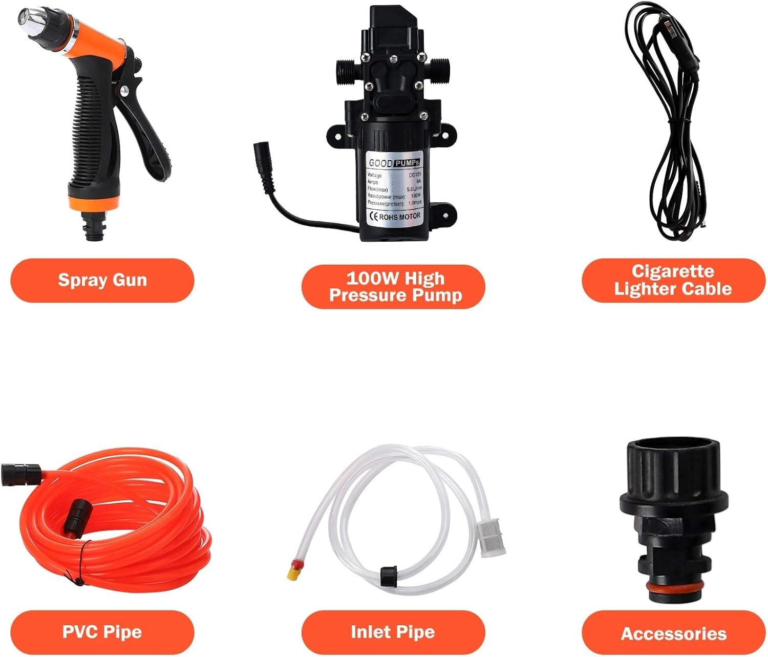 12V 160PSI Washdown Wash Pump Kit Electric DIY Car Washer Cleaner Sprayer Tool#