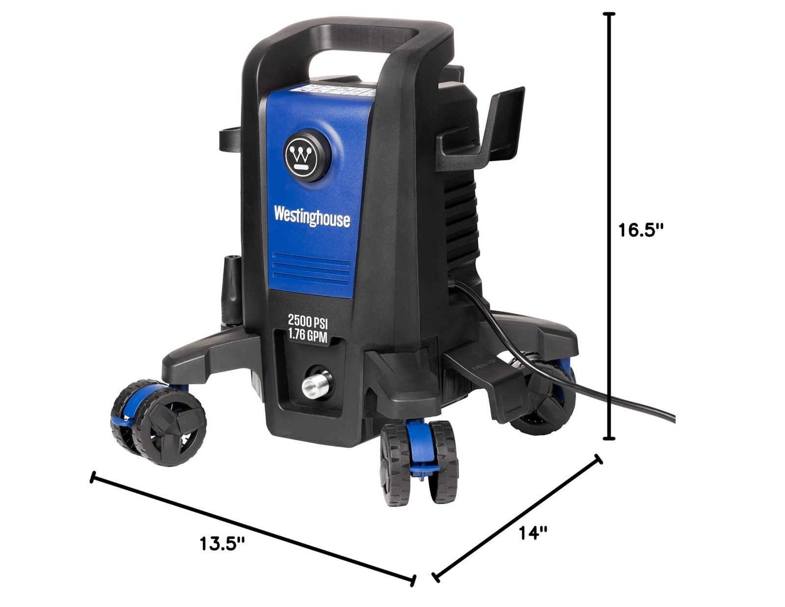 Electric Pressure Washer 2500 PSI, 1.76 GPM, Anti-Tipping, Soap Tank, 5 Nozzles,