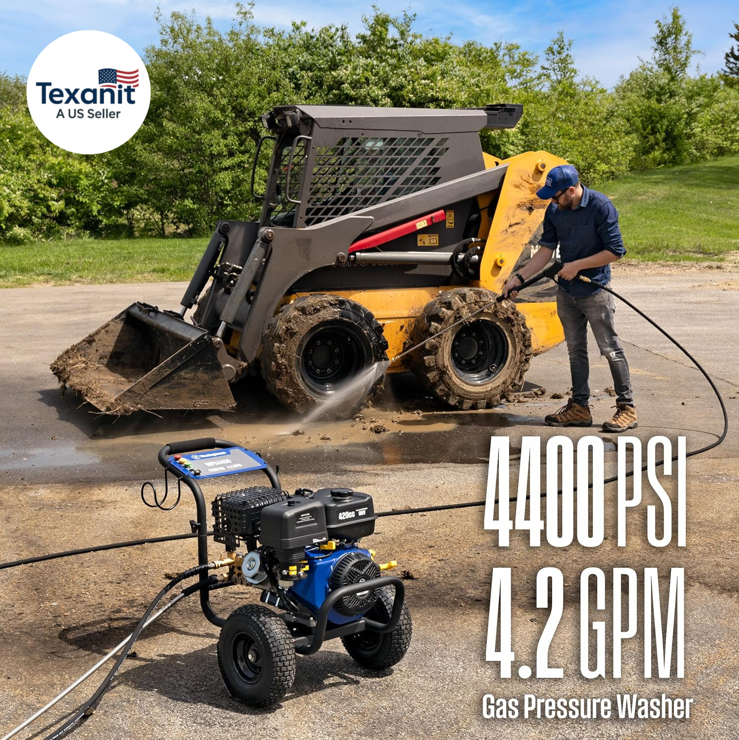 Westinghouse WPX4400 Gas Pressure Washer, 4400 PSI and 4.2 GPM, Spray Gun and Wa