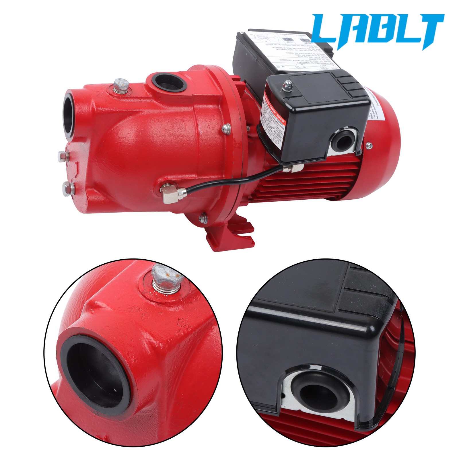 LABLT Red Shallow Well Jet Pump 3/4 HP 13 GPM Cast Iron, 115/230V Dual Voltage