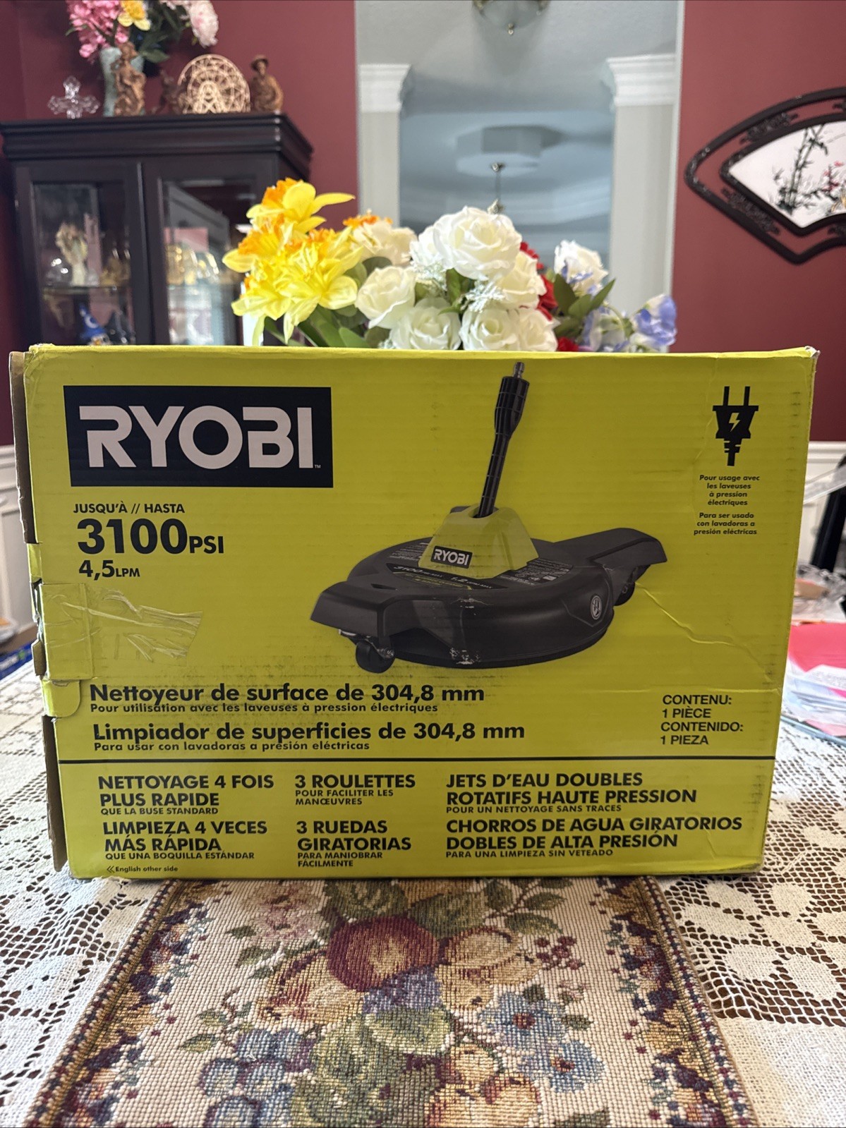 Ryobi Deal Finders 12 in. 3100 PSI Electric Pressure Washer Surface Cleaner.