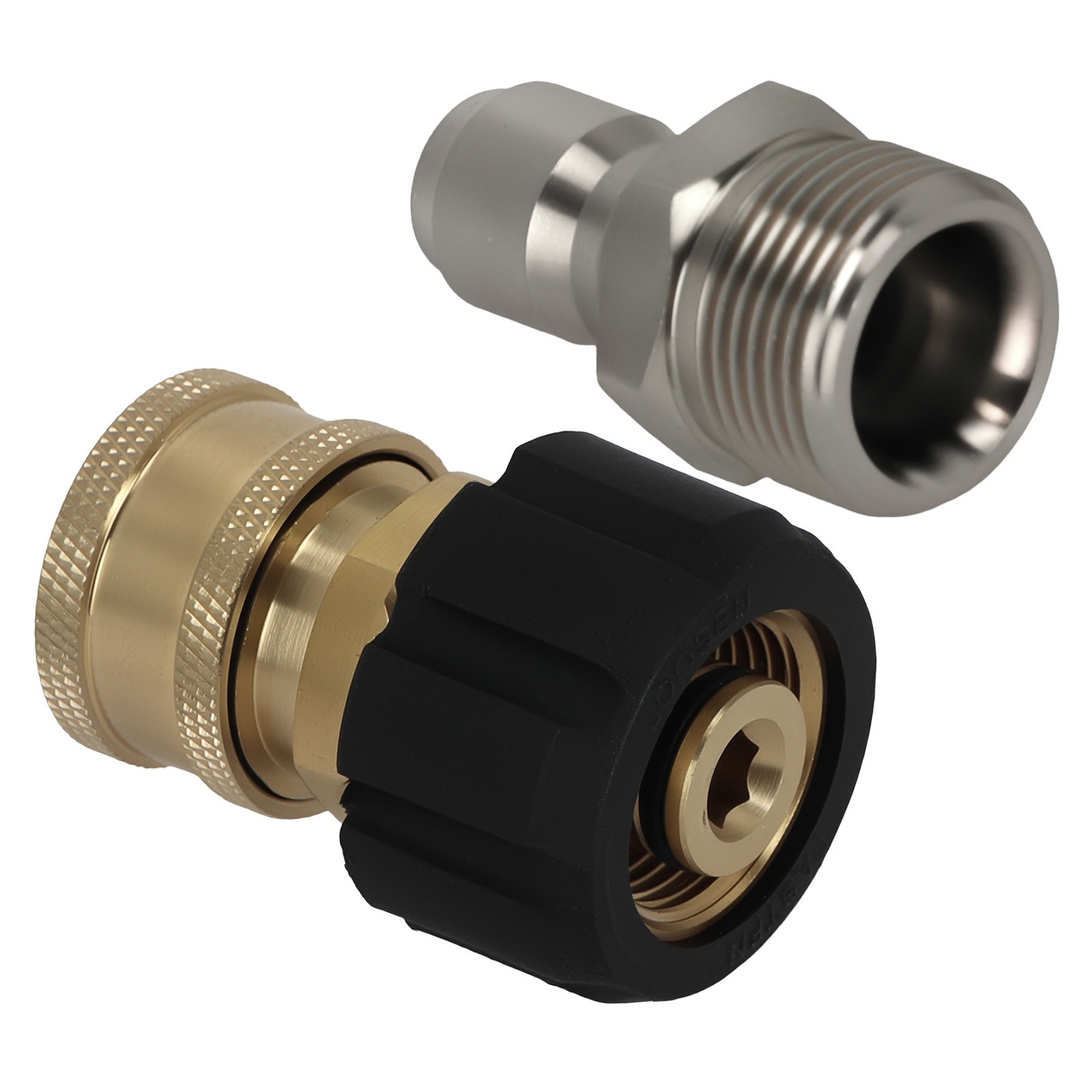 Brass M22 14mm 3/8″ QC Pressure Washer Adapter Set 5000 PSI 2pcs