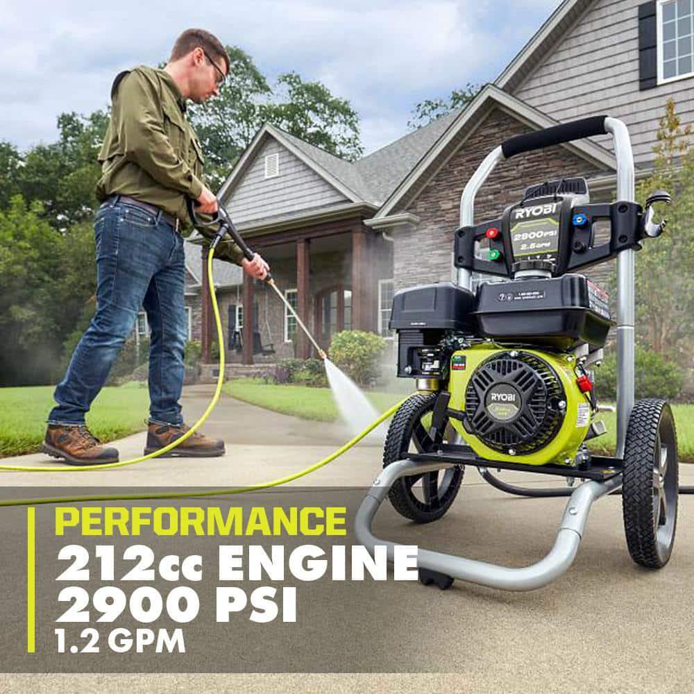 Gas Pressure Washer 2900 PSI 2.5 GPM Cold Water 212cc Engine 4 Connect Nozzles