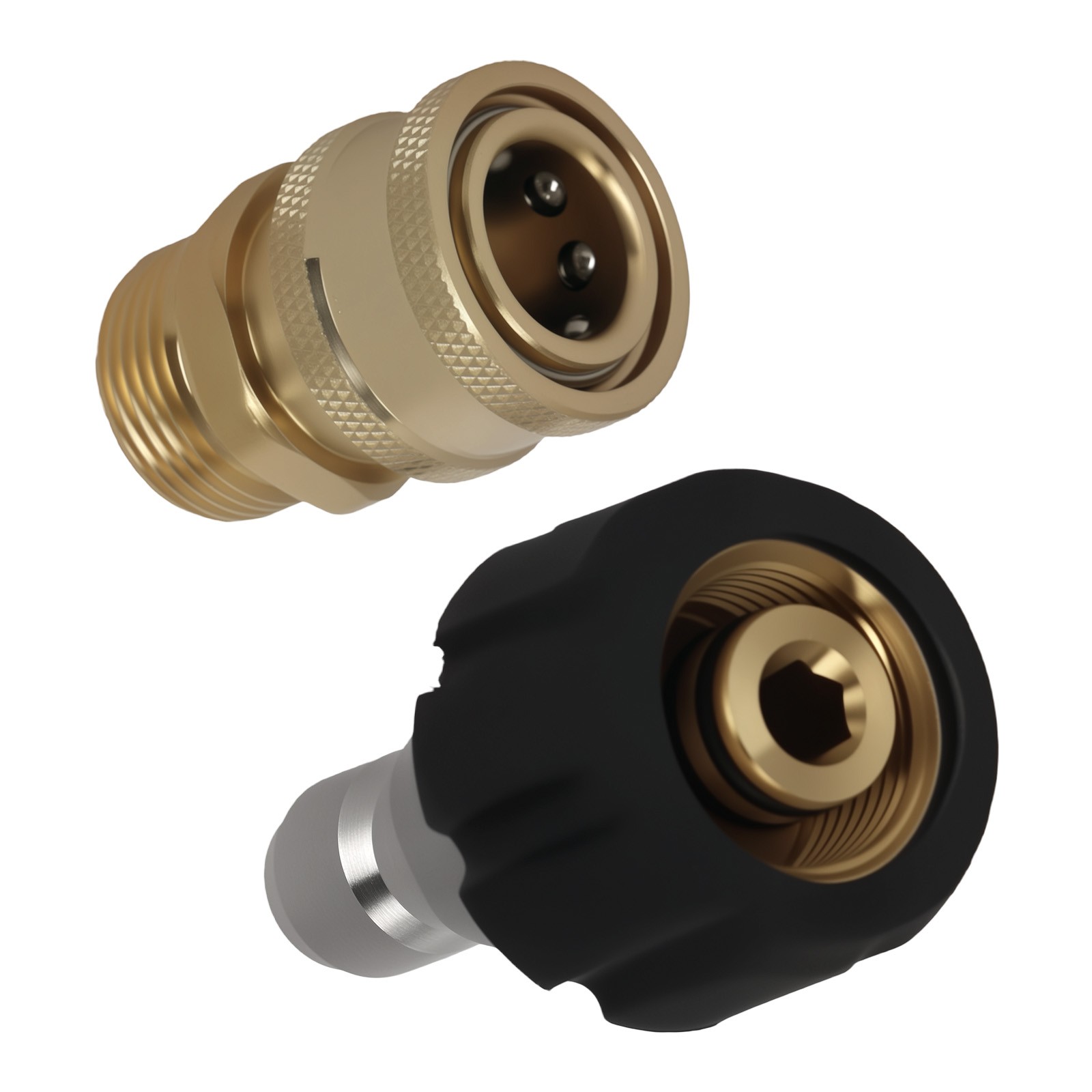 2PCS M22-14mm Thread to 3/8″ QC Brass Adapter Pressure Washer Coupler 5000PSI