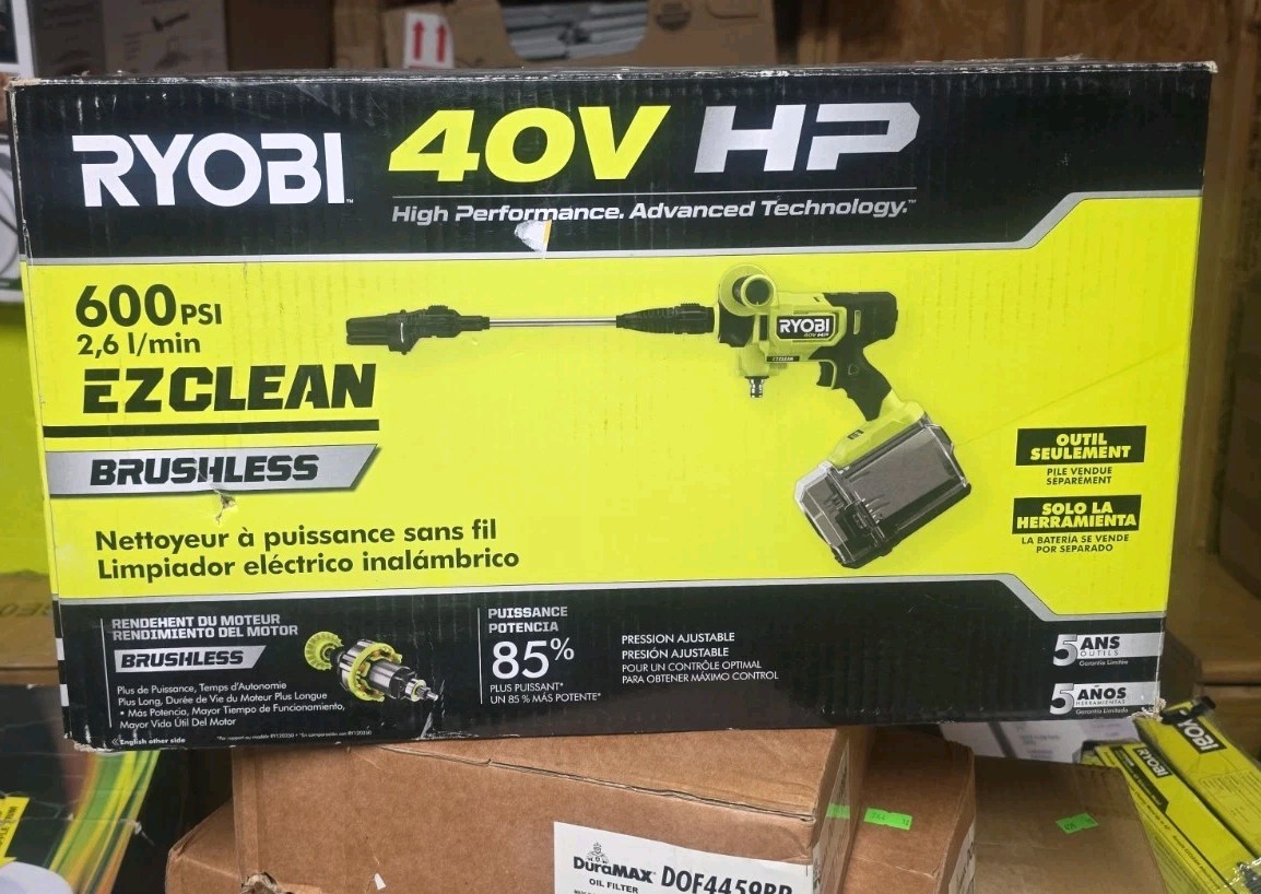 RYOBI 40V HP Brushless EZClean 600 PSI 0.7 GPM Cold Water Electric Power (TOOL)