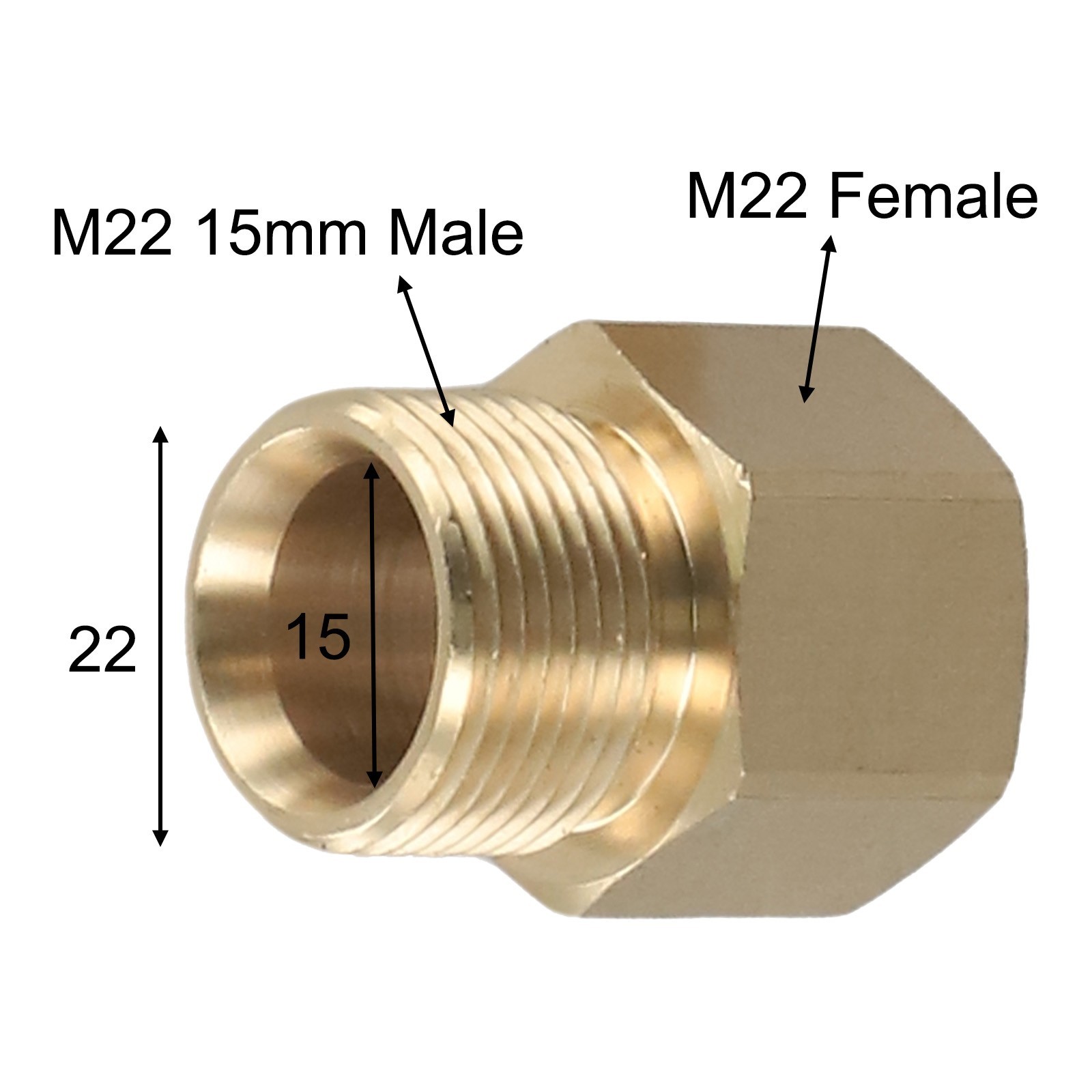 2*Coupler M22-15mm Male To M22 14mm Female Pressure Washer Hose Thread Connector