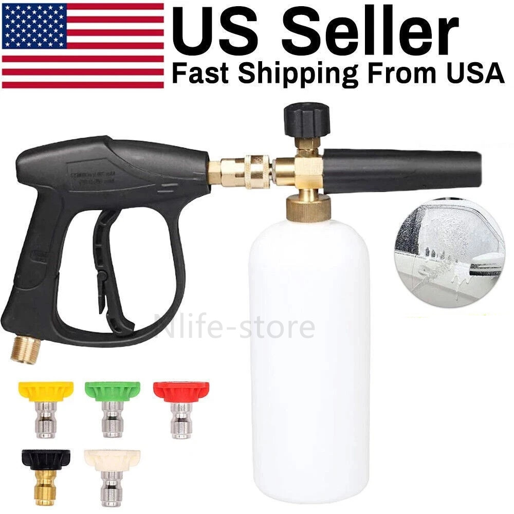 Pressure Washer Gun Car Wash Soap Lance Cannon Spray Jet Bottle Snow Foam Kit