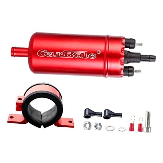 External In-Line Fuel Pump: 116 PSI High Pressure Universal 12V Electric Red