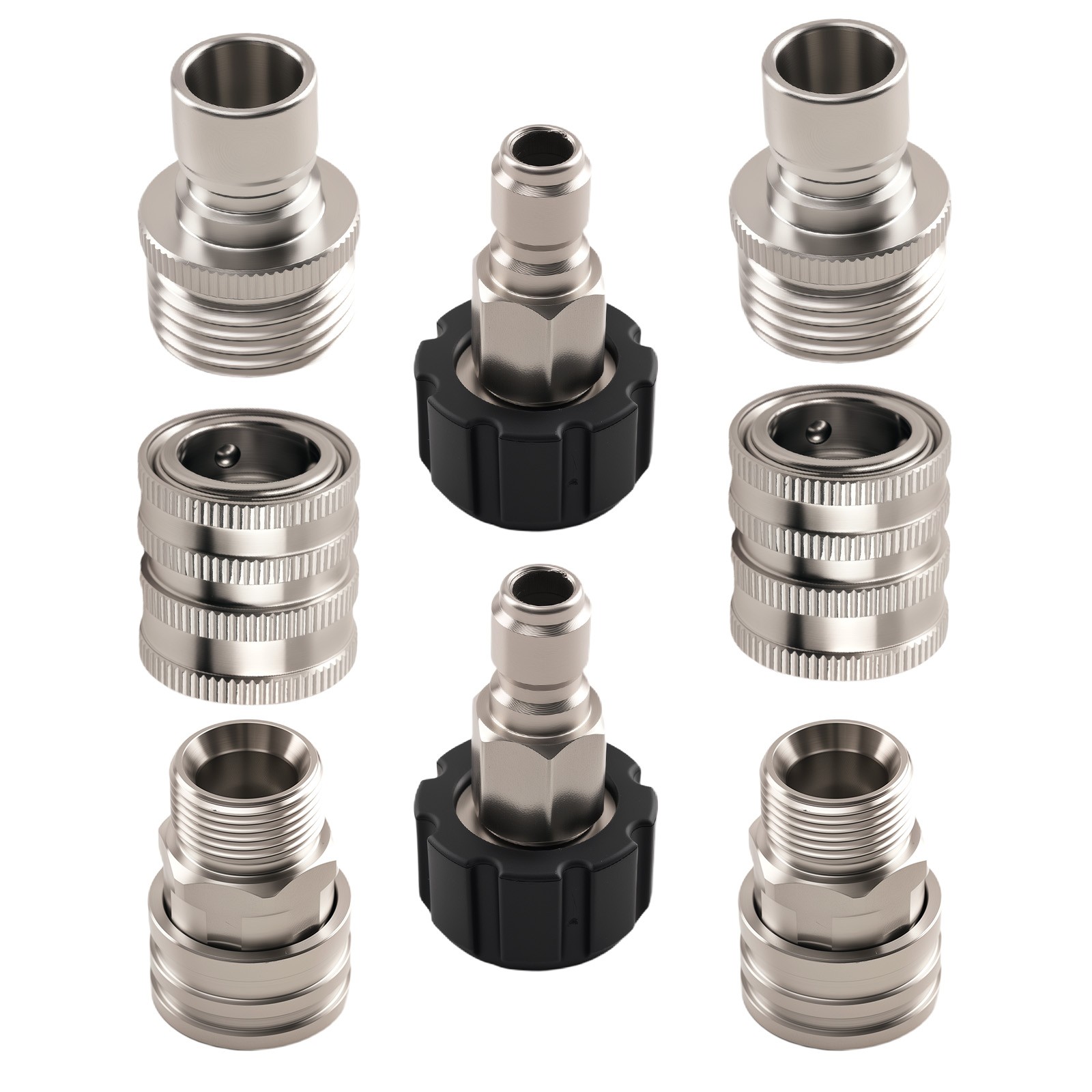8PC Pressure Washer Quick Connect Adapter Kit M22-14mm Stainless Steel