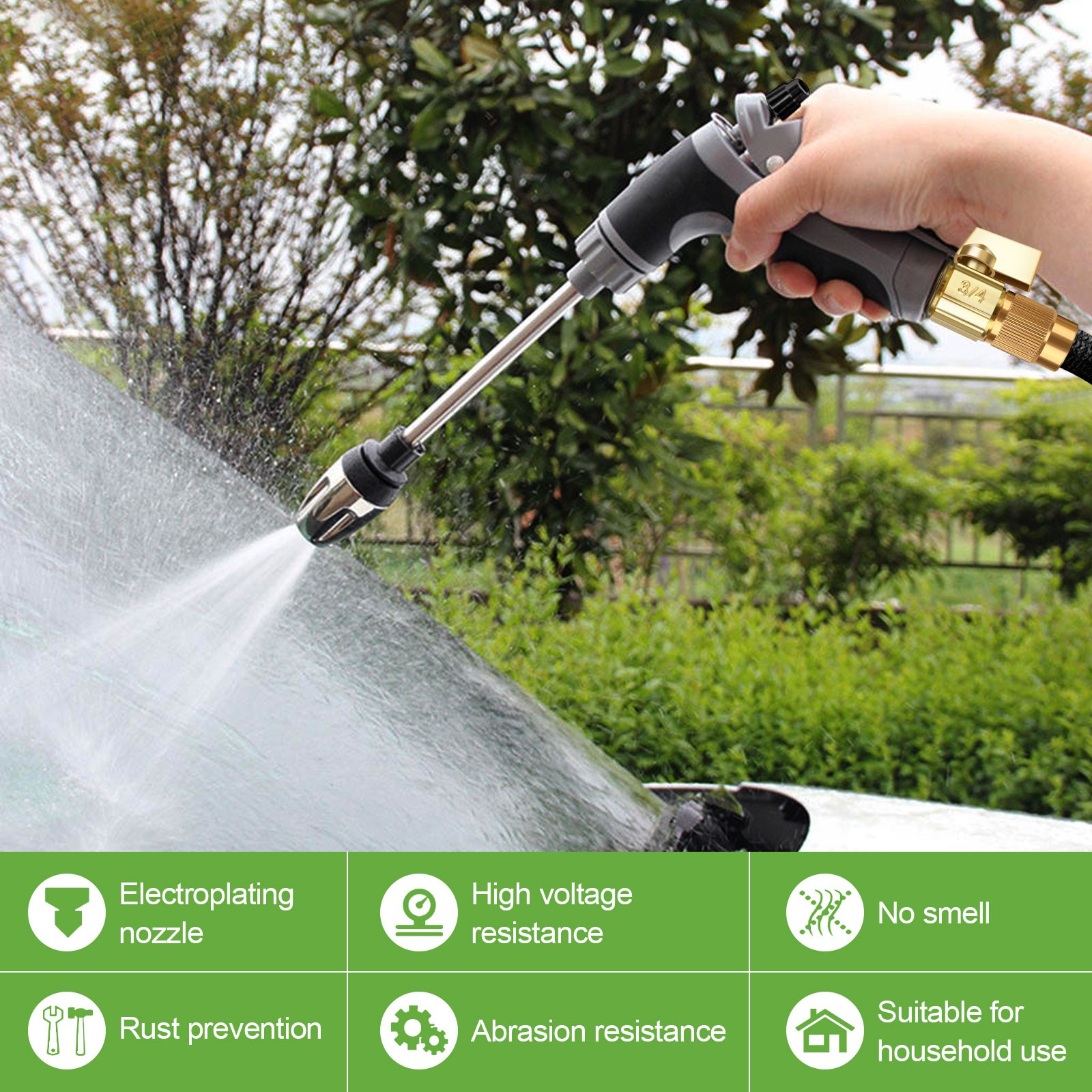 Car High Pressure Power Gun Water Spray Garden Hose Nozzle Pipe Lawn Washer Tool