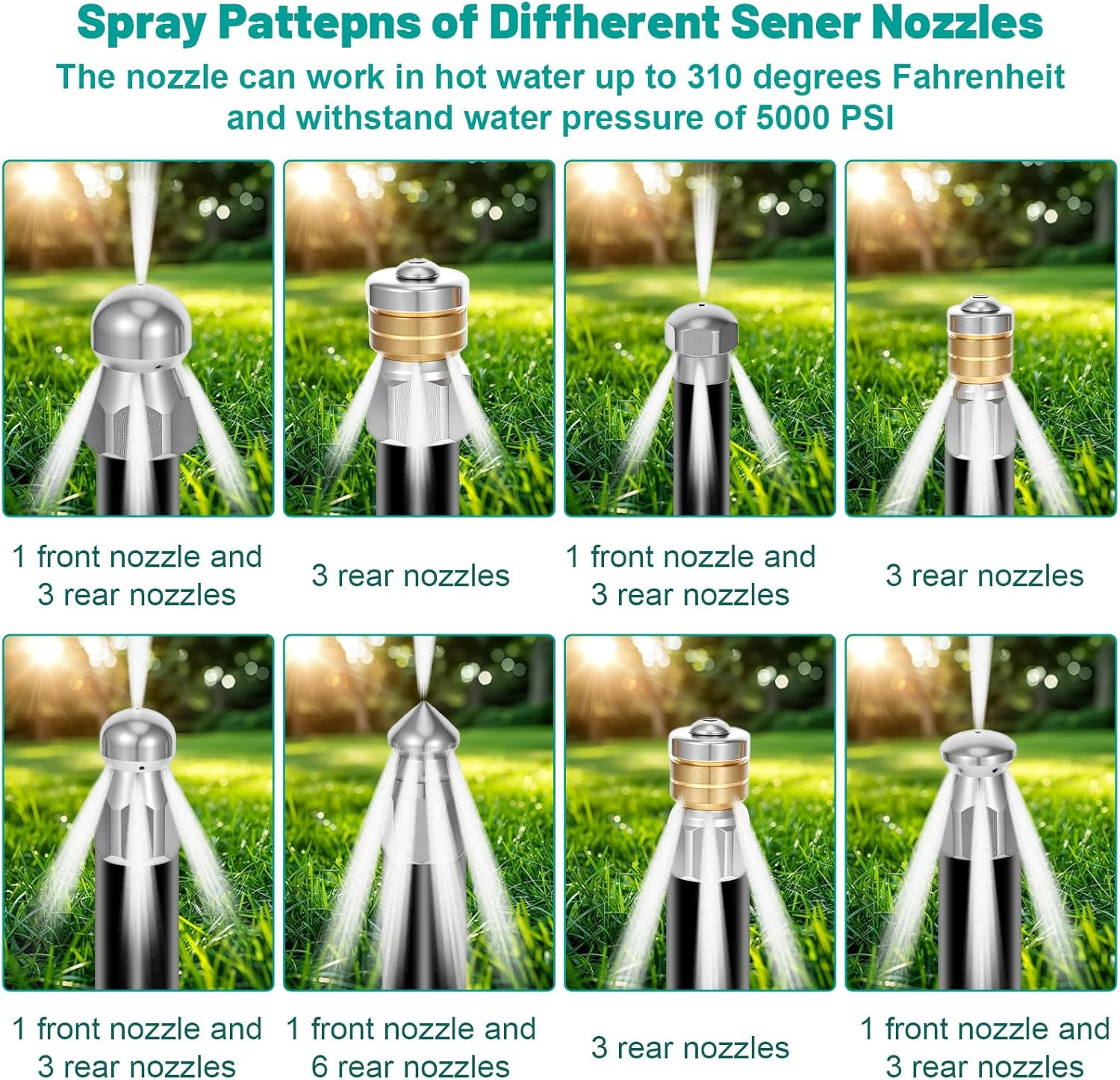 10Pcs Sewer Jetter Nozzle Kit with 1/4″ & 3/8″ NPT Quick Connectors,With 50 Need