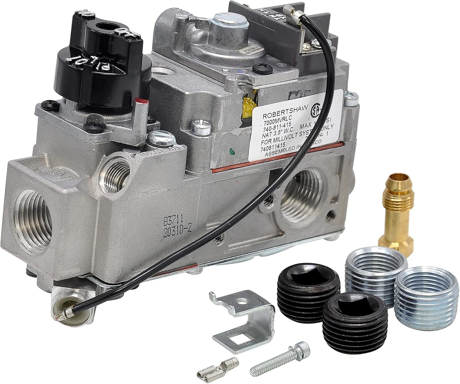 710-502 Millivolt 70,000 BTU Capacity Gas Valve Chrome
