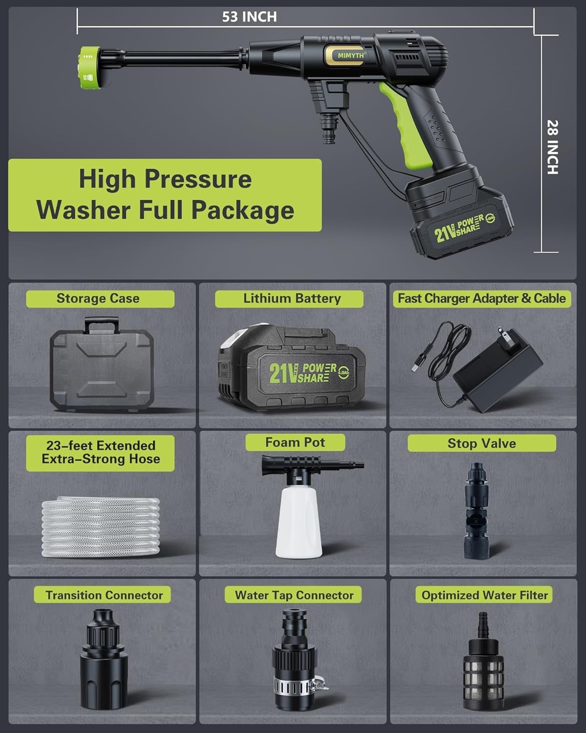 Lightweight 990 PSI Cordless Pressure Washer with 4.0Ah Battery & Foam Pot