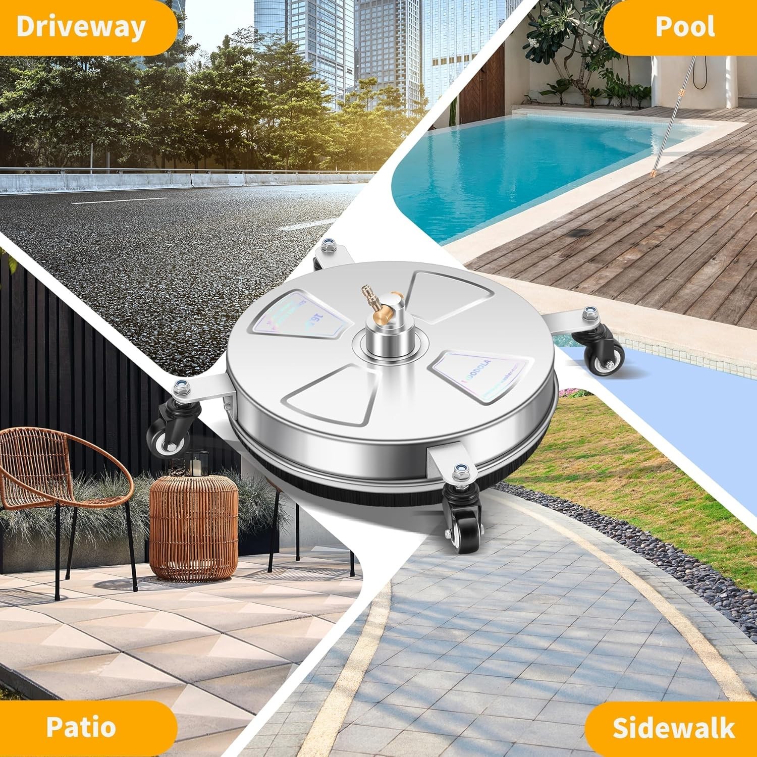 High-Performance Surface Cleaner with 4 Wheels for Effortless Cleaning Solutions
