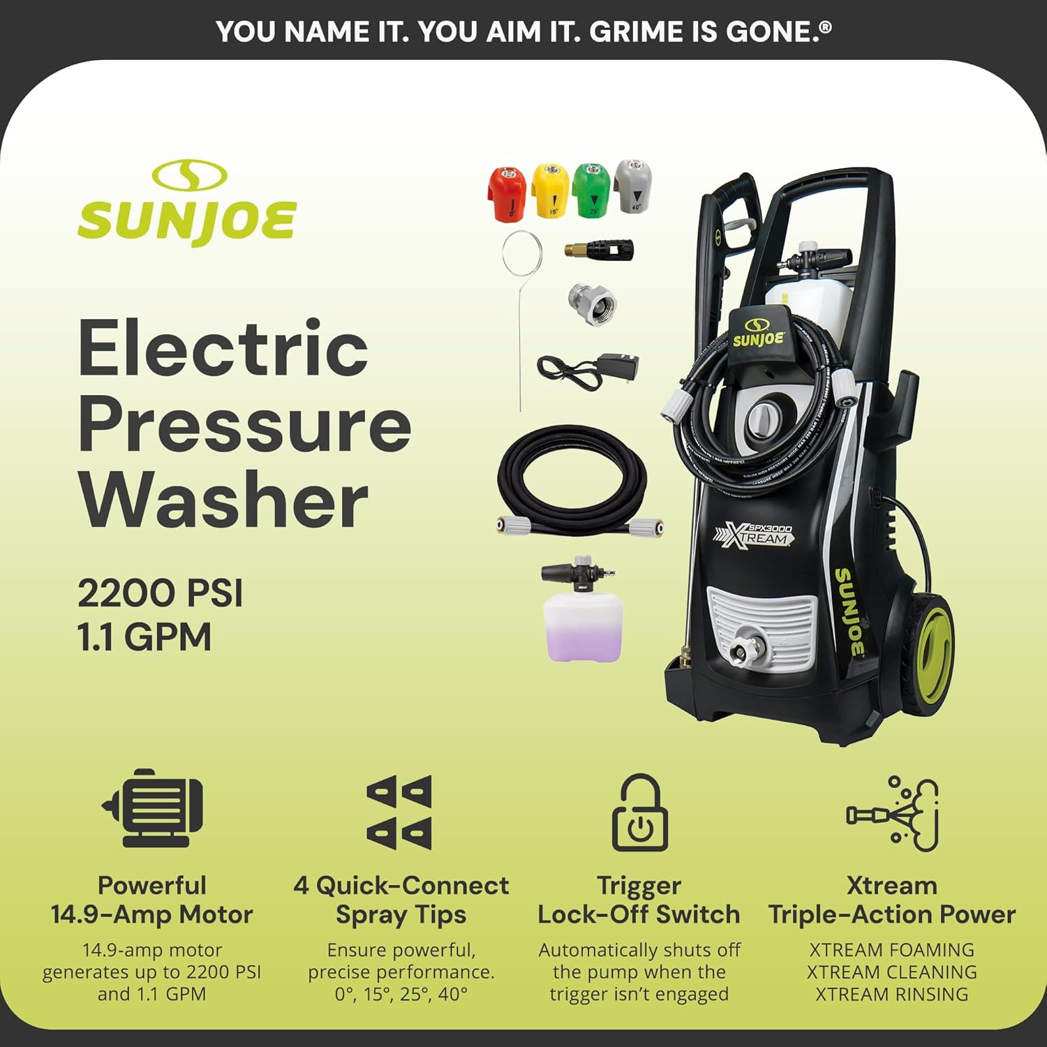 SPX3000-XT XTREAM 2,200 PSI Pressure Washer with 14.9A Motor, Includes 4 Quick-C