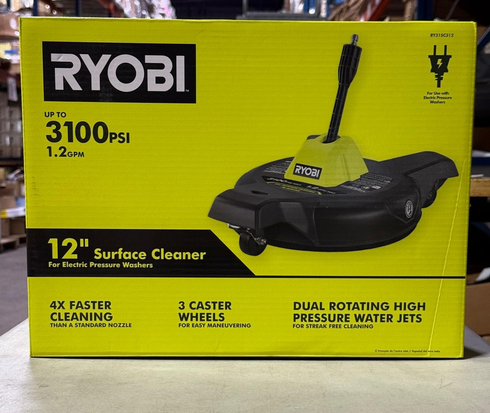 RYOBI 12″ 3100PSI Electric Pressure Washer Surface Cleaner Attachment RY31SC312