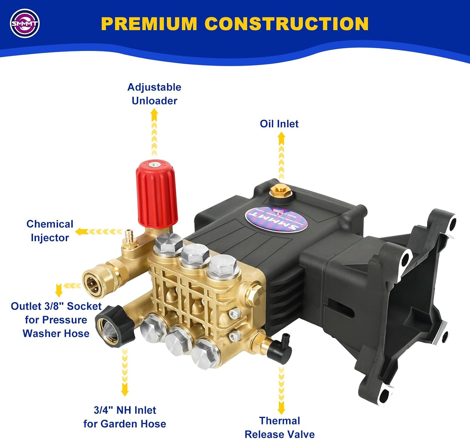 Pressure Washer Pump Max 4400 PSI 4 GPM, 1″ Shaft Horizontal Gas Power Washer Pu