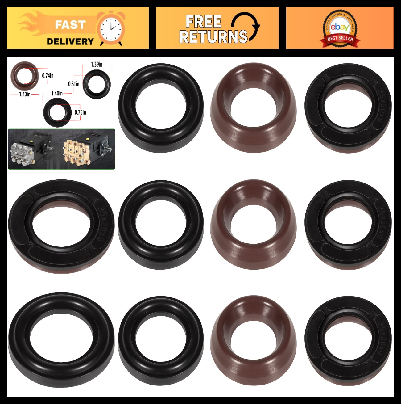Pump Repair Kit for T47 T48 HP4040 HP5535 TS4040 – Packing Seal & Restop Ring 20
