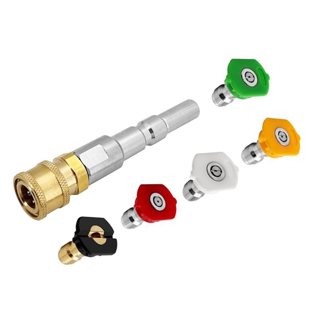 Pressure Washer Nozzle Set 0 15 25 40 60 Degree Tips For Clearing Pipe Blockages