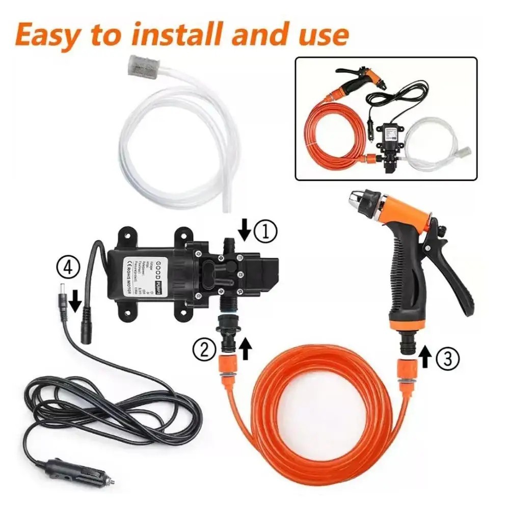 12V Portable High Pressure Car Washer Gun Electric Car Washing Machine Pump Wate