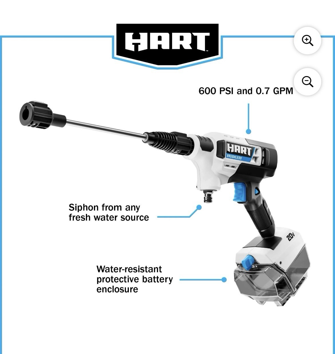 Hart Brushless 600 psi Portable Power Washer