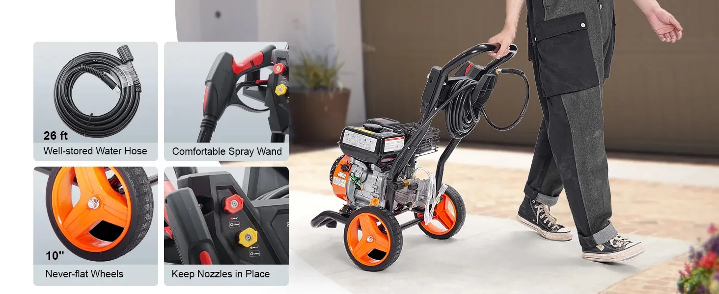 SIHAO Gas Pressure Washer With Aluminum Pump Spray Gun And Extension Wand US