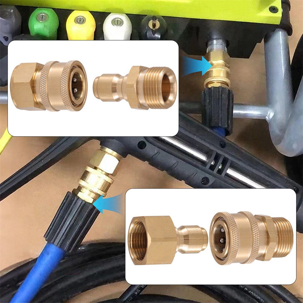 4PCS Pressure Washer Adapter Set Quick Disconnect Kit M22 Swivel 3/8” Connects