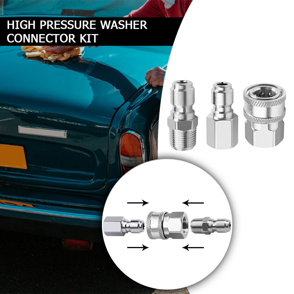 1 Set Stainless Steel 3/8 inch Quick Disconnect NPT Pressure Washer Adapters New