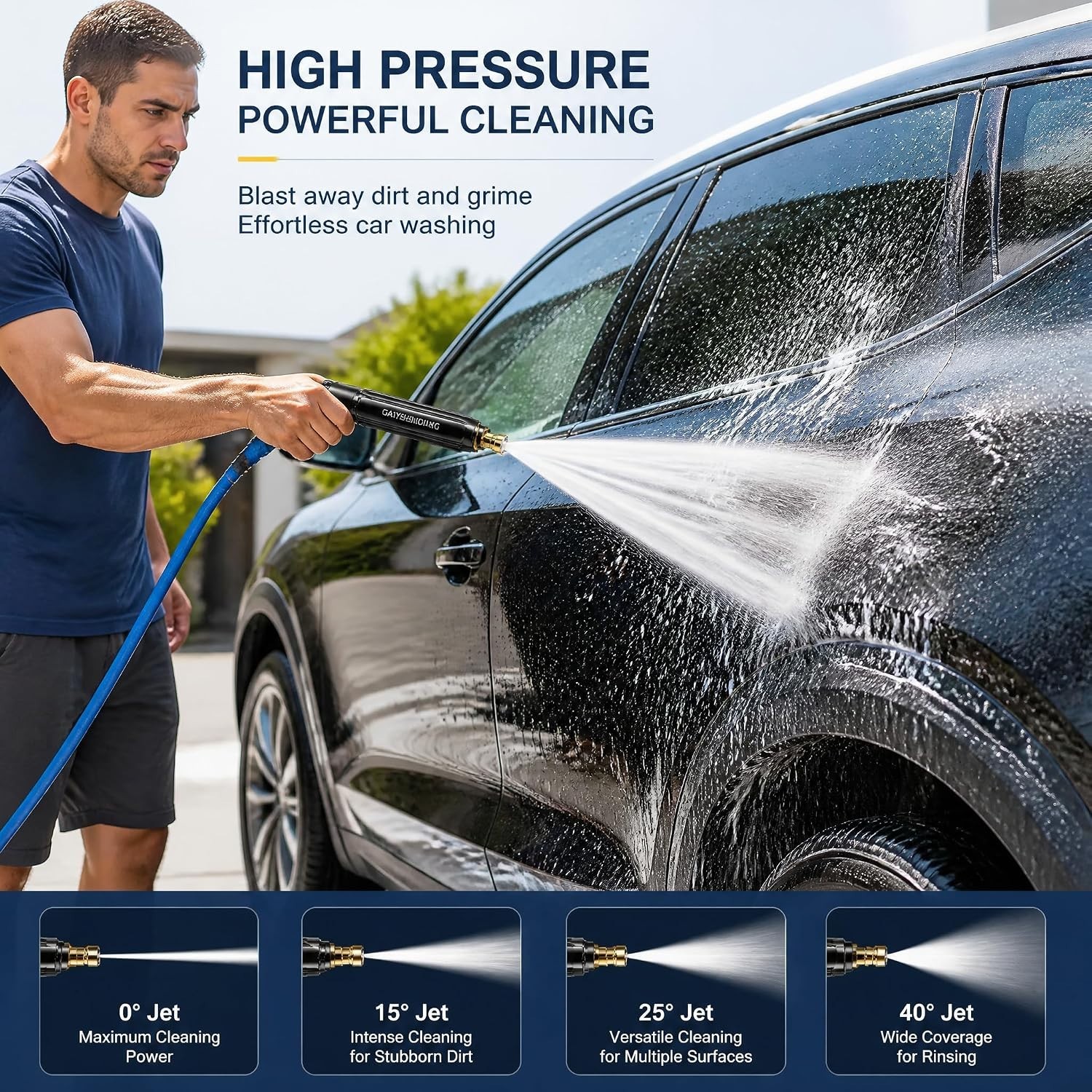 High Pressure Car Wash Water Gun with Booster Nozzle Portable Water Saving Gun