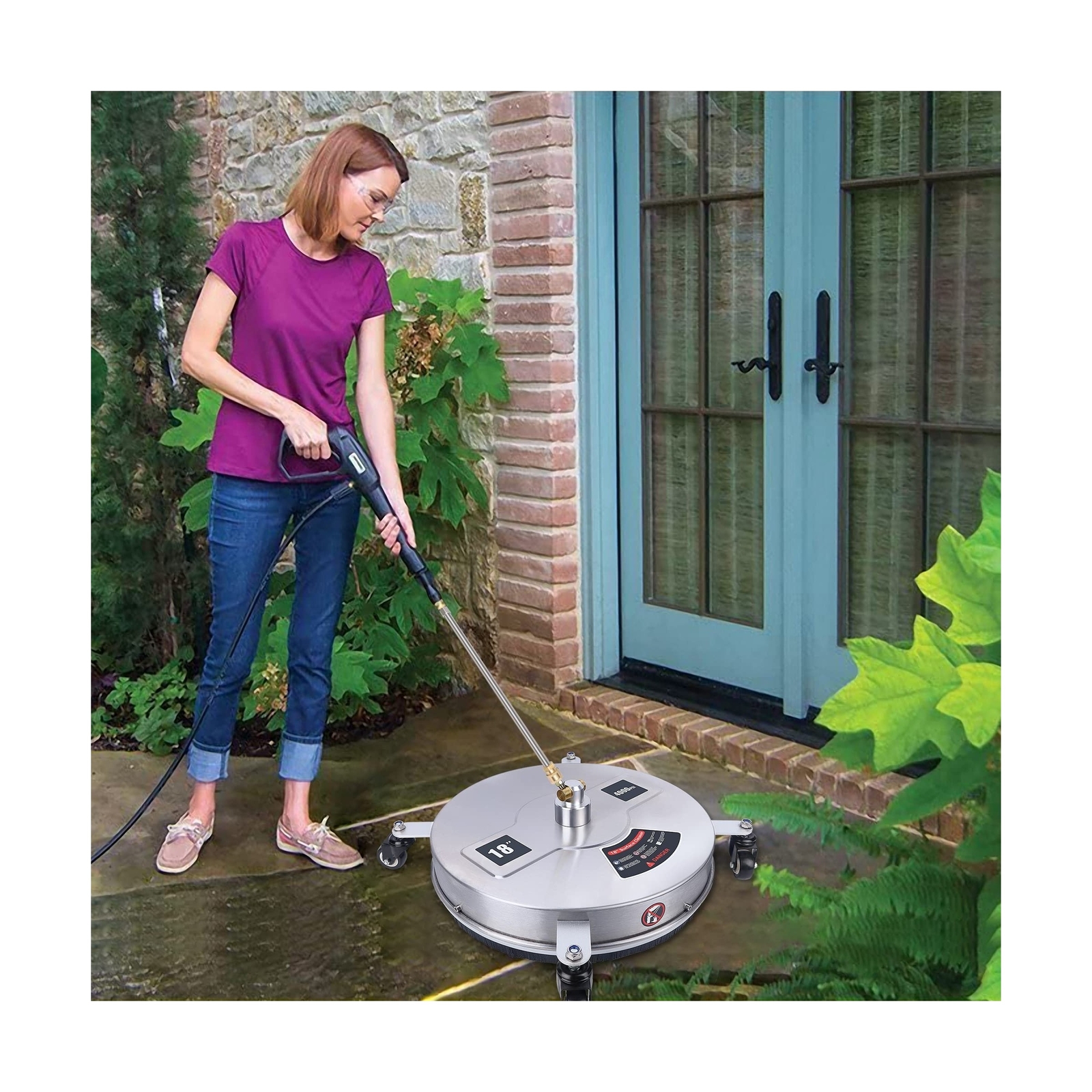 Biswing 18″ Pressure Washer Surface Cleaner with 4 Wheels, Stainless Steel Po…