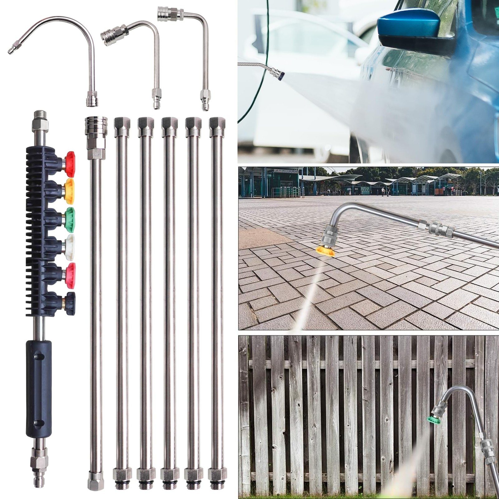 Xiny Tool Pressure Washer Extension Wand, 10 Pack Power Washer Lance with 6 A…