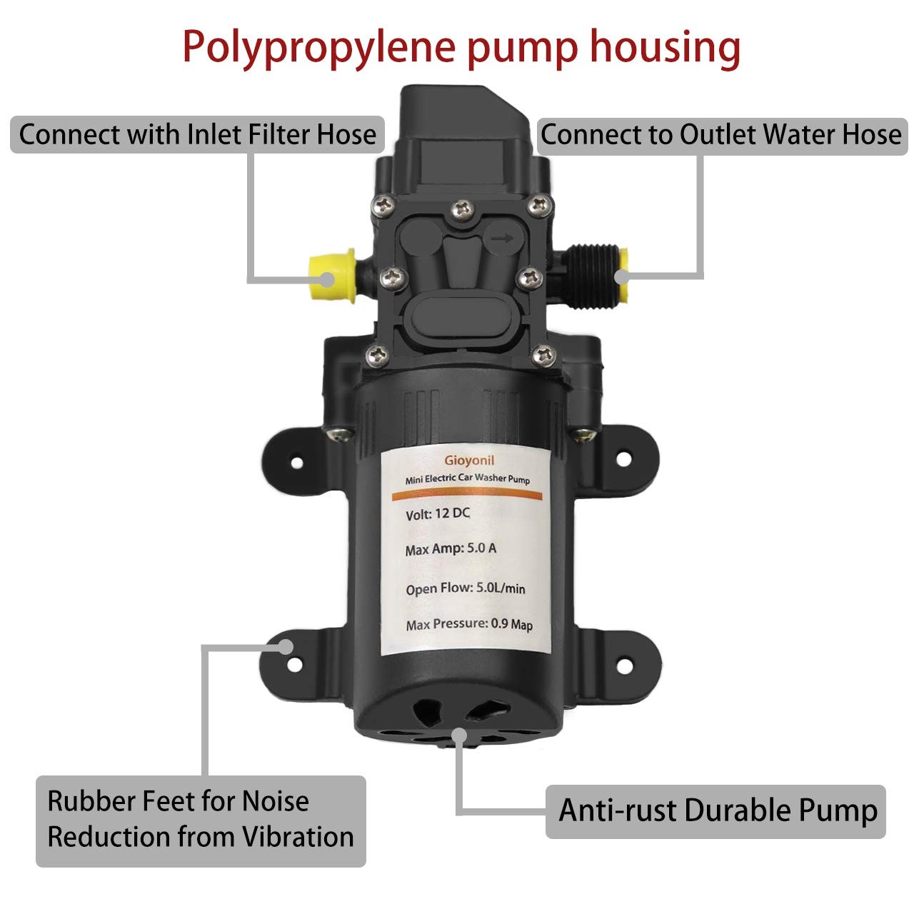 Bomba Agua Presión 12V 100W Portátil Kit Lavado Carro Riego Jardines RV Pressure