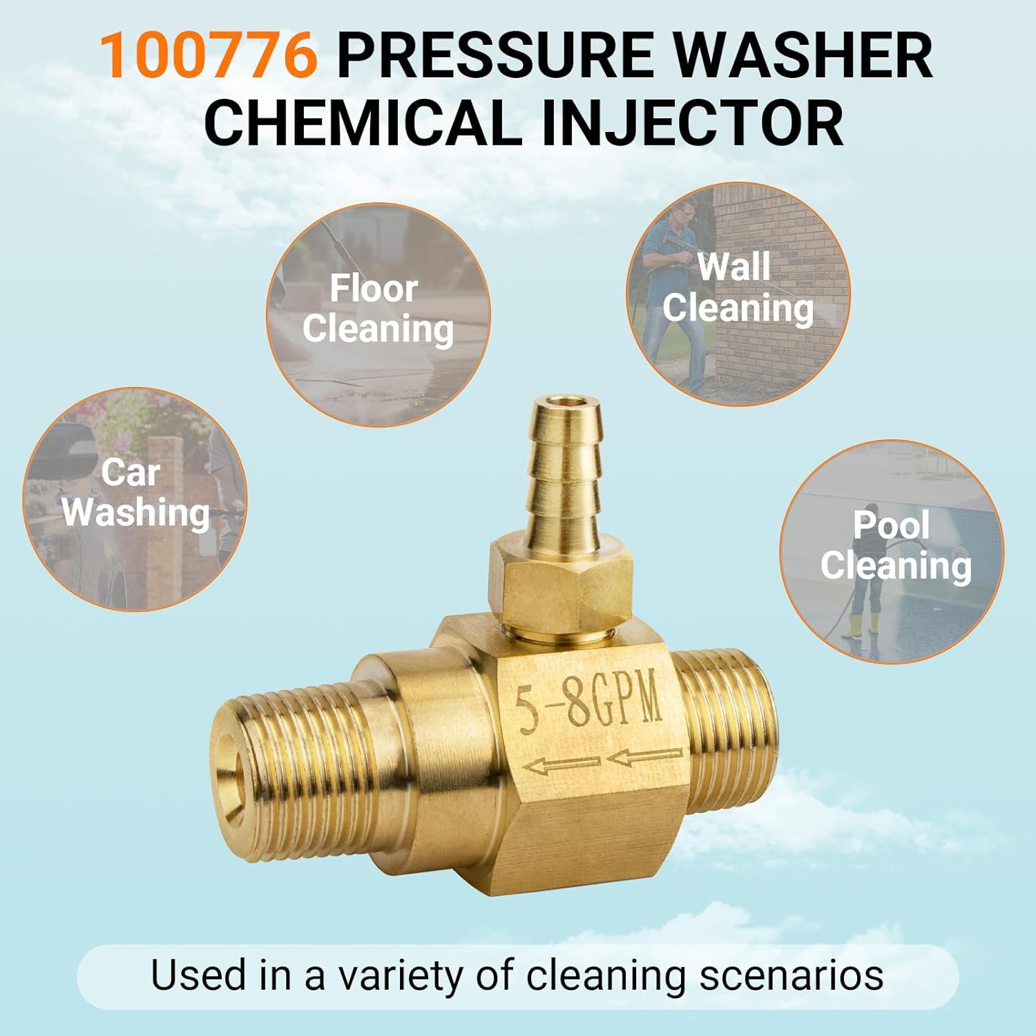 5-8 GPM Pressure Washer Chemical Injector 100776 for General Pump, Power Washer