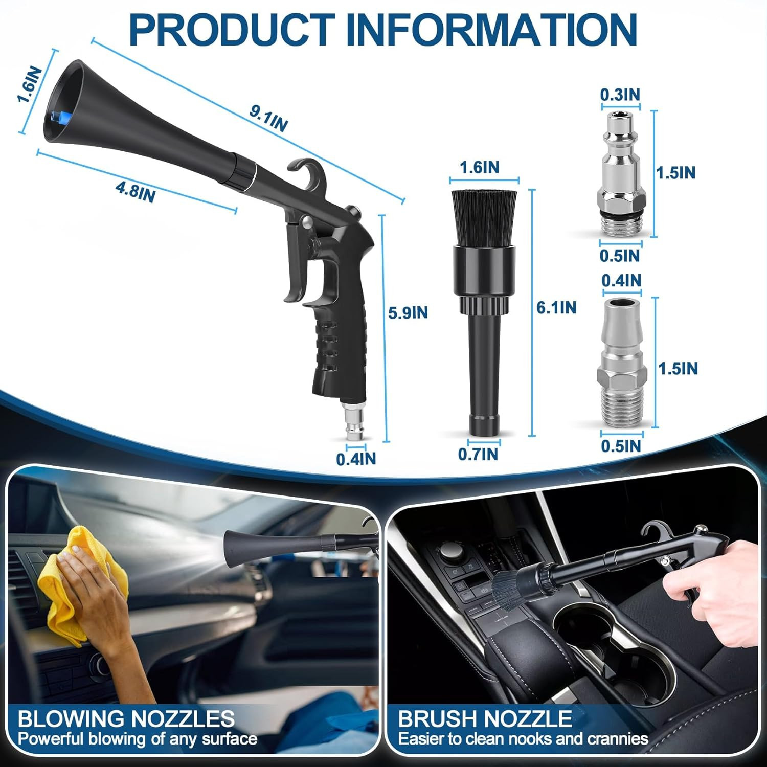 Car Cleaning Gun Detailing Interior Dryer Air Blow Gun, High Pressure Blower Gun