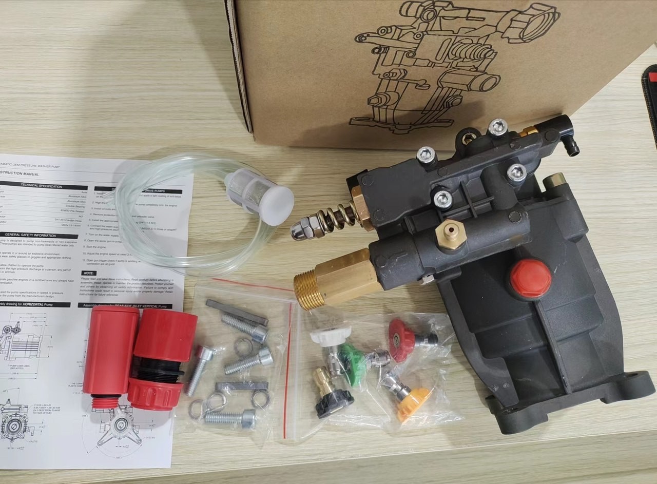 Pressure Washer Pump 3/4″ Shaft Horizontal 3500 PSI 2.5GPM with 5 Nozzles