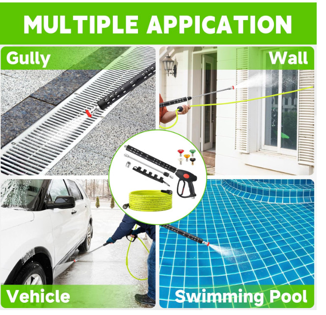 M MINGLE Pressure Washer Hose and Gun Kit, 50 FT Power Washer Hose with 5 Tips