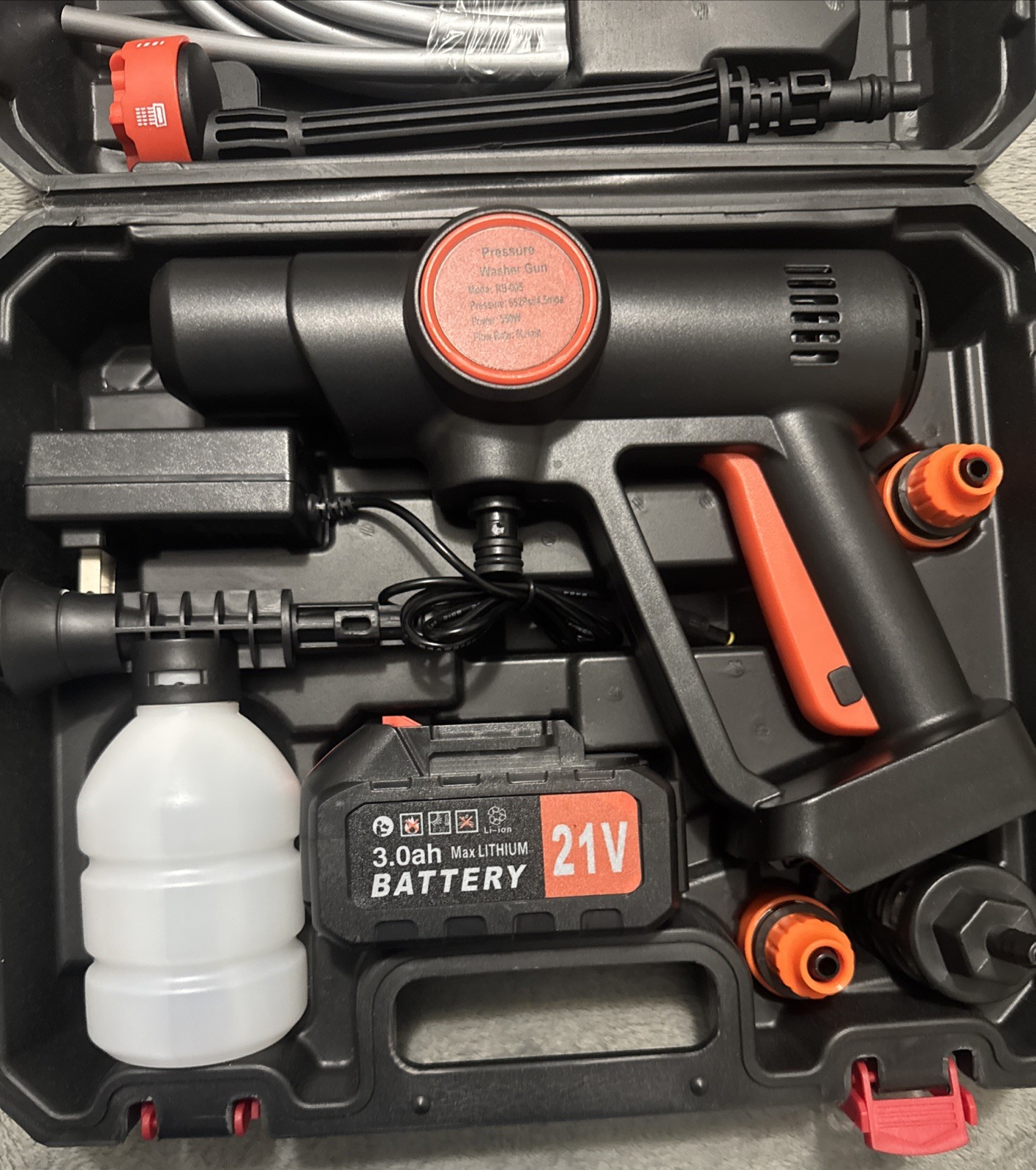 Cordless Pressure Washer Gun 21V 3.0ah RB-005 652Psi/4.5mpa (1 Battery).