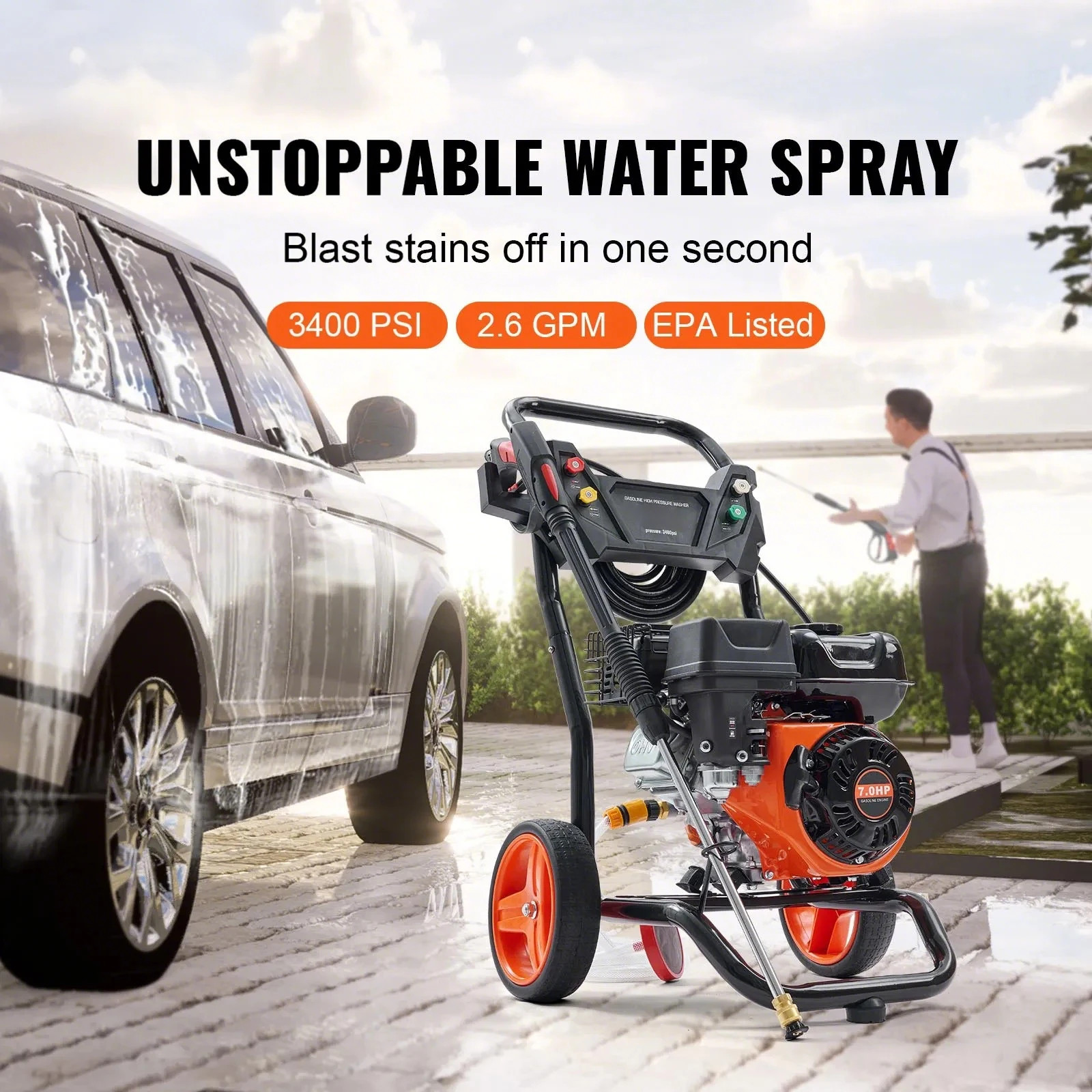 SIHAO Gas Pressure Washer With Aluminum Pump Spray Gun And Extension Wand US