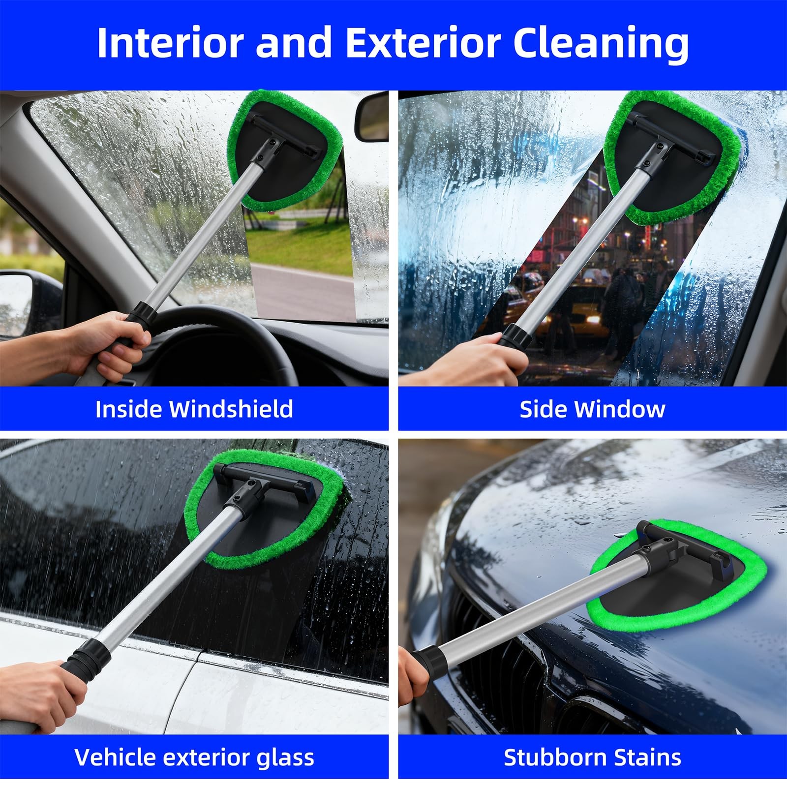 Windshield Cleaning Tool, Car Window Cleaner Windshield Cleaner with 4 Reusab…
