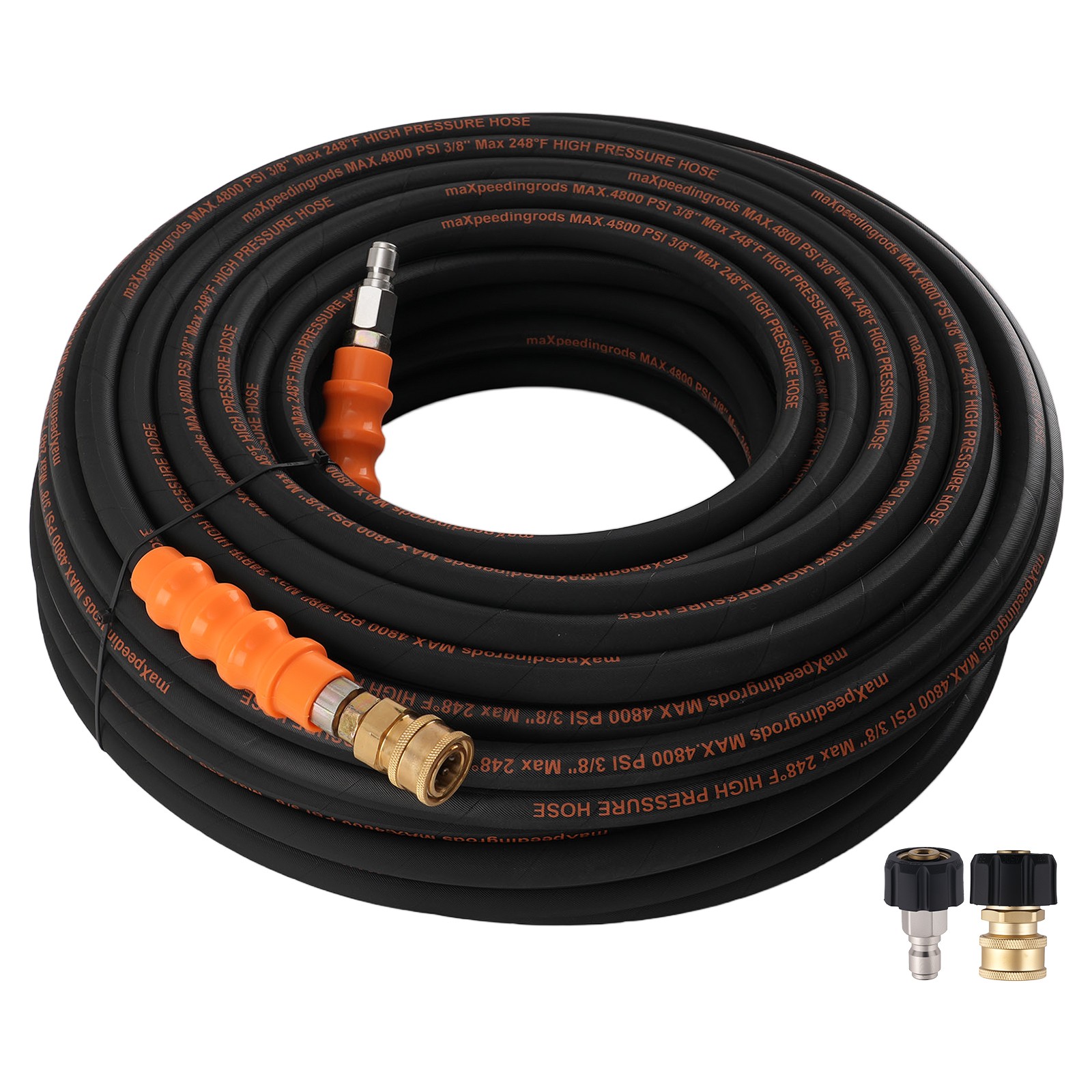 150FT Pressure Washer Hose 4800PSI Steel Wire Braid w/ 3/8″ M22-14mm Adapter
