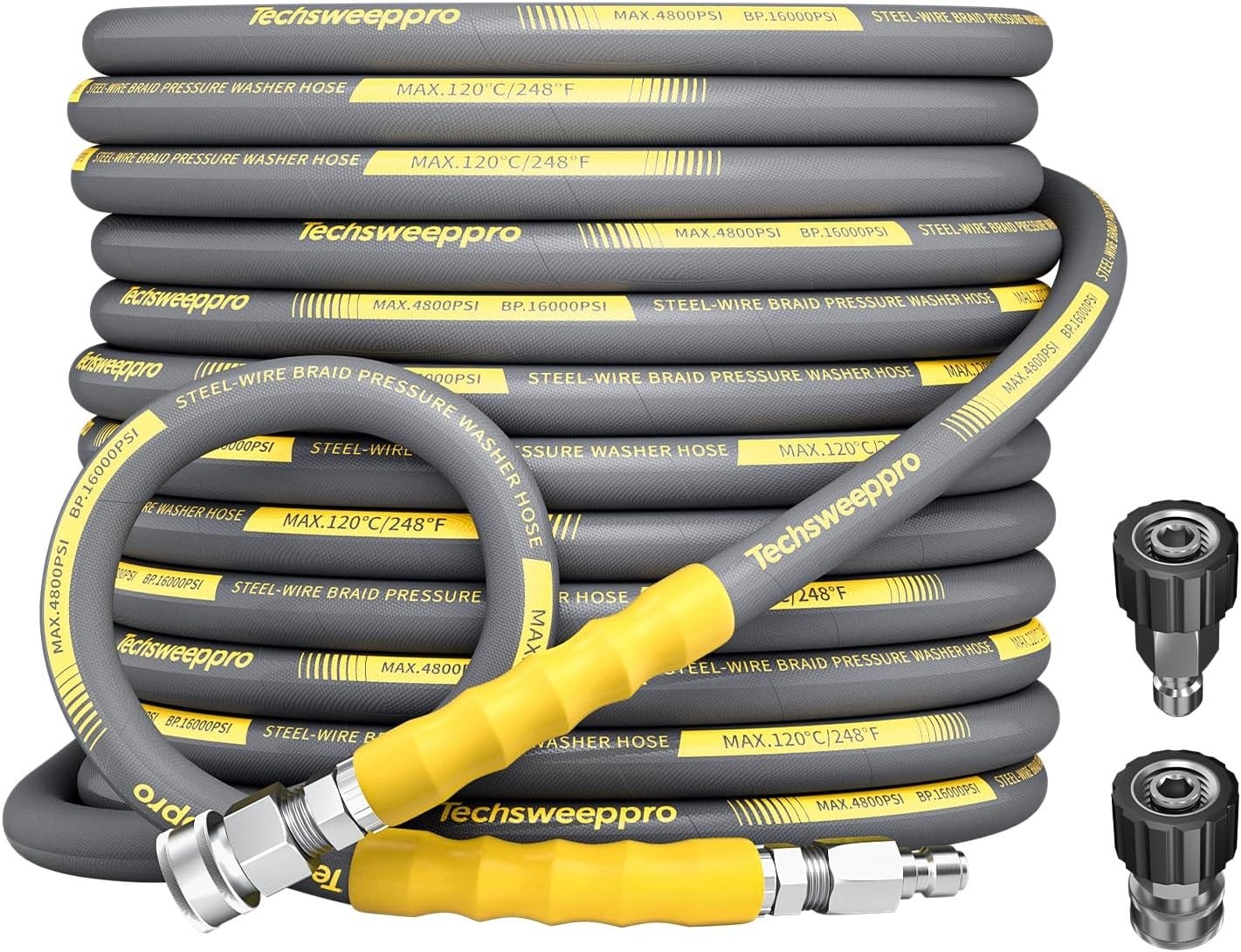 4800PSI Pressure Washer Hose 50FT with 3/8″ Swivel Quick Connect for Cold/Hot Wa