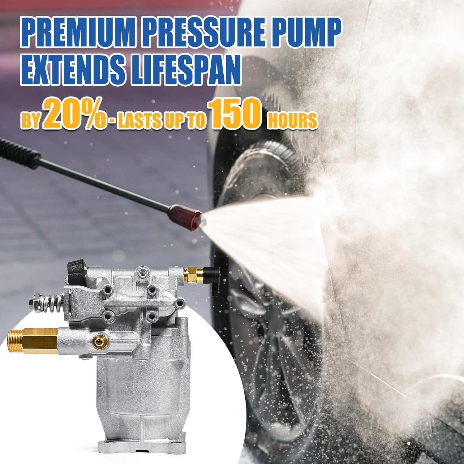 4 Inch Horizontal Pressure Washer Pump 3/4″ Shaft 2600-3400 PSI 2.5 GPM Power