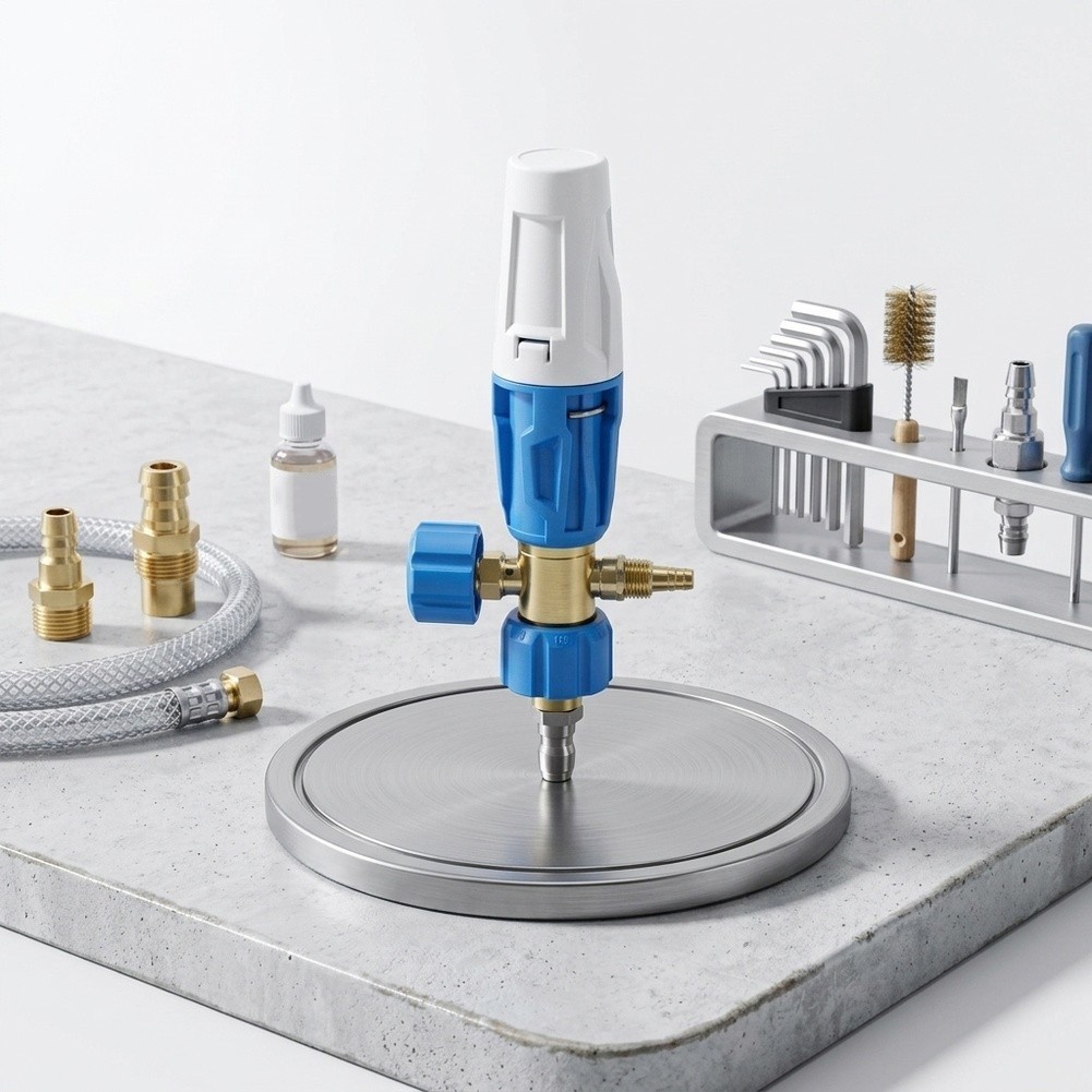 Blue Plastic and Metal Foam Pot Spray Head Compatible with Bubble Foam Pots
