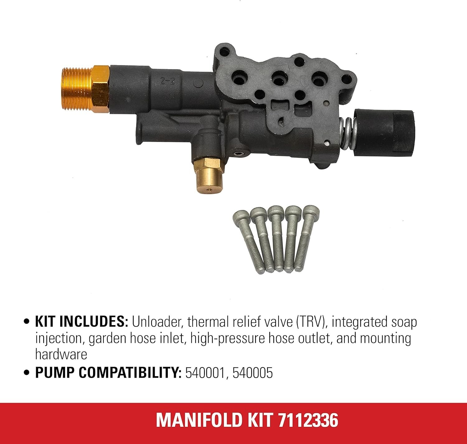 Complete Manifold Replacement Kit for AAA Axial Cam Pressure Washers – Black