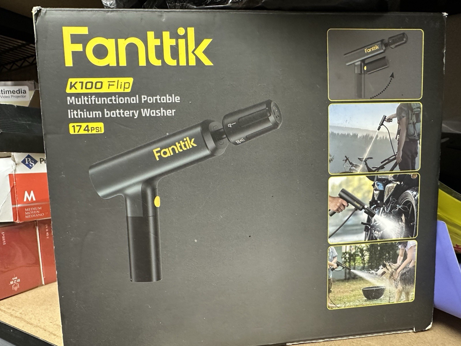 Fanttik K100 Flip Portable Battery Cold Water Pressure Washer 174 PSI Hose