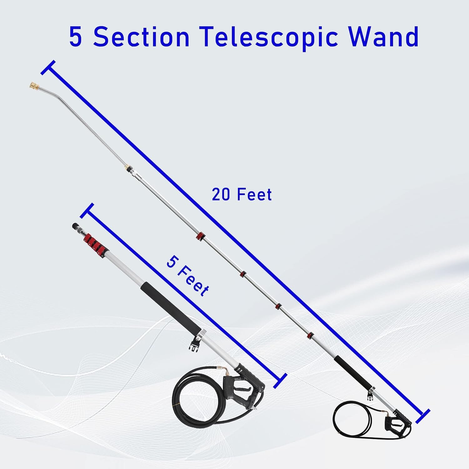 20FT Telescopic Pressure Washer Nozzle Window Cleaning Tools for fencing windows
