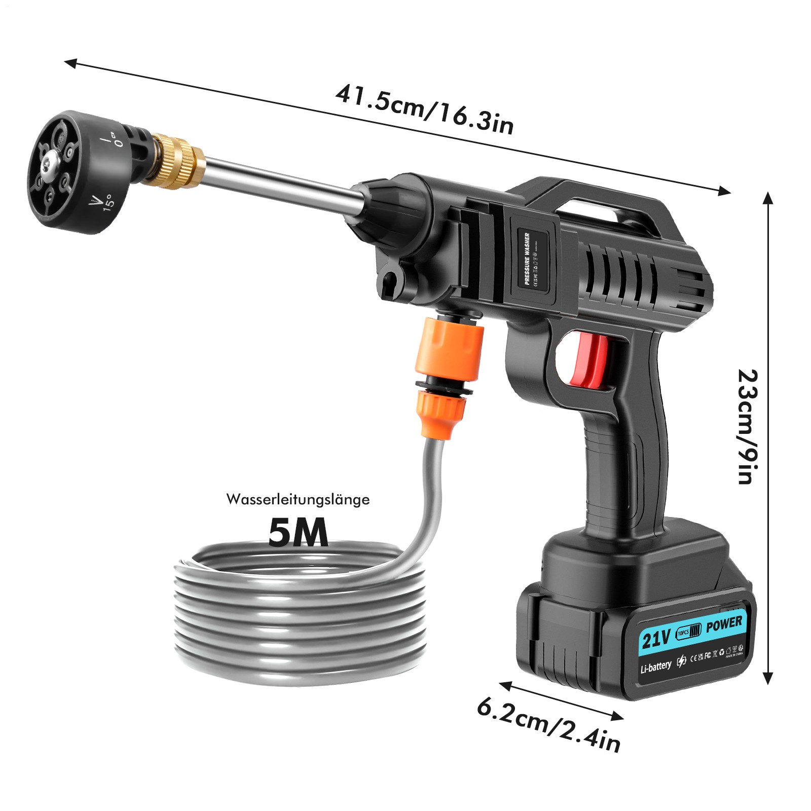 Portable Cordless Electric High Pressure Water Spray Gun Car Washer Cleaner Tool