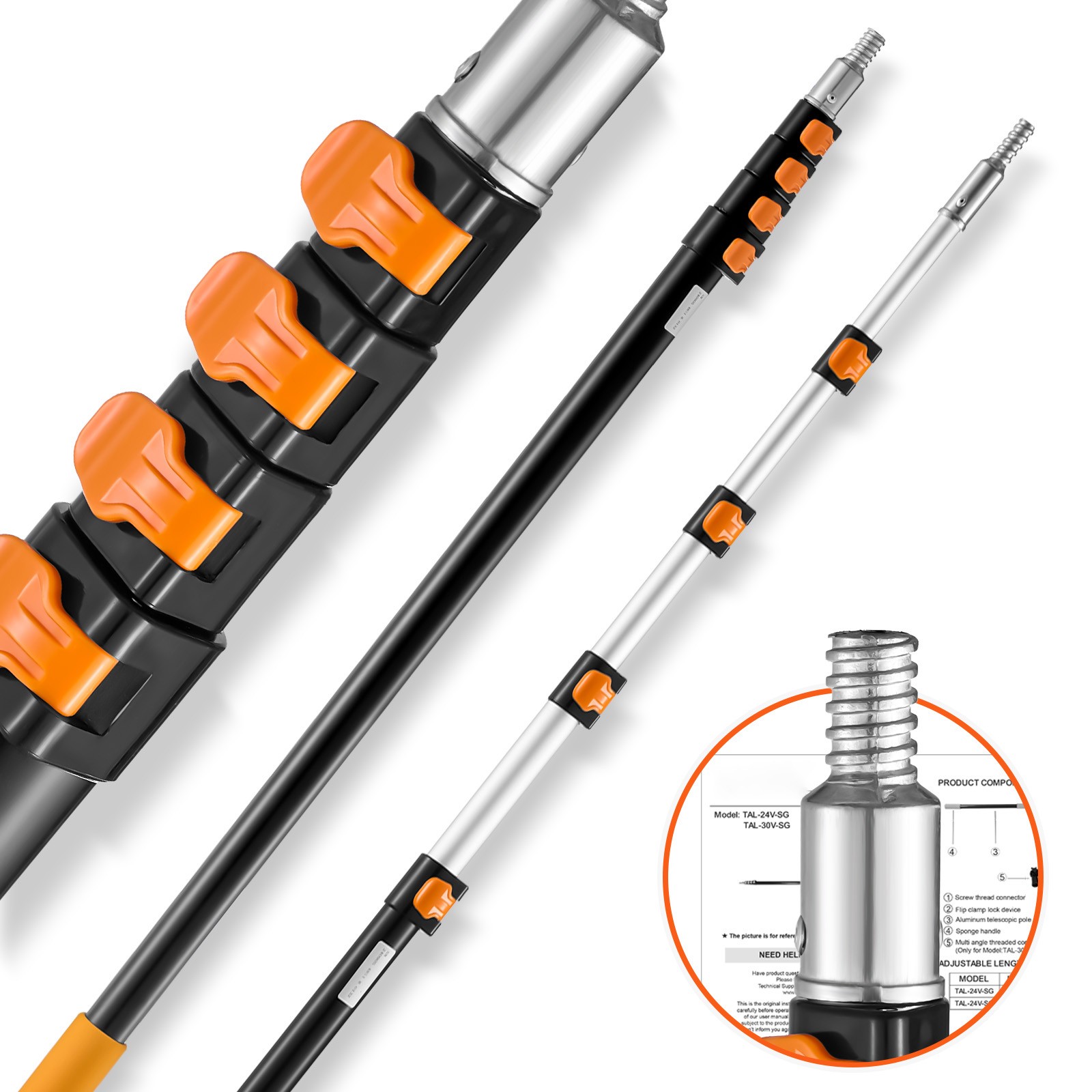 Uimoso Telescoping Extension Pole 6 to 24 FT Multi-Purpose for Painting Dusting