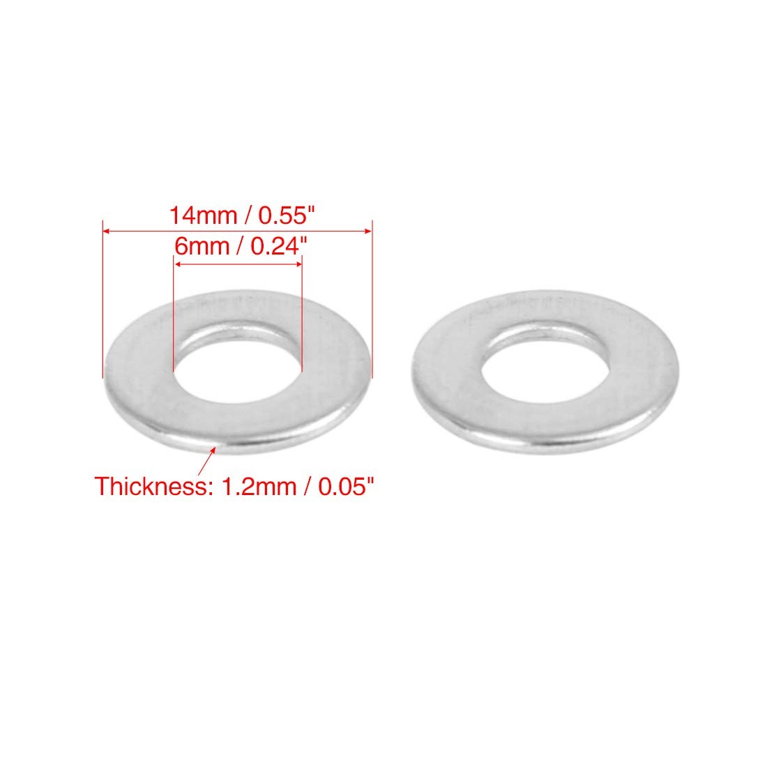 110 PCS M6x14x1.2mm Stainless Steel Flat Washer Car Fastener Sealing Gaskets