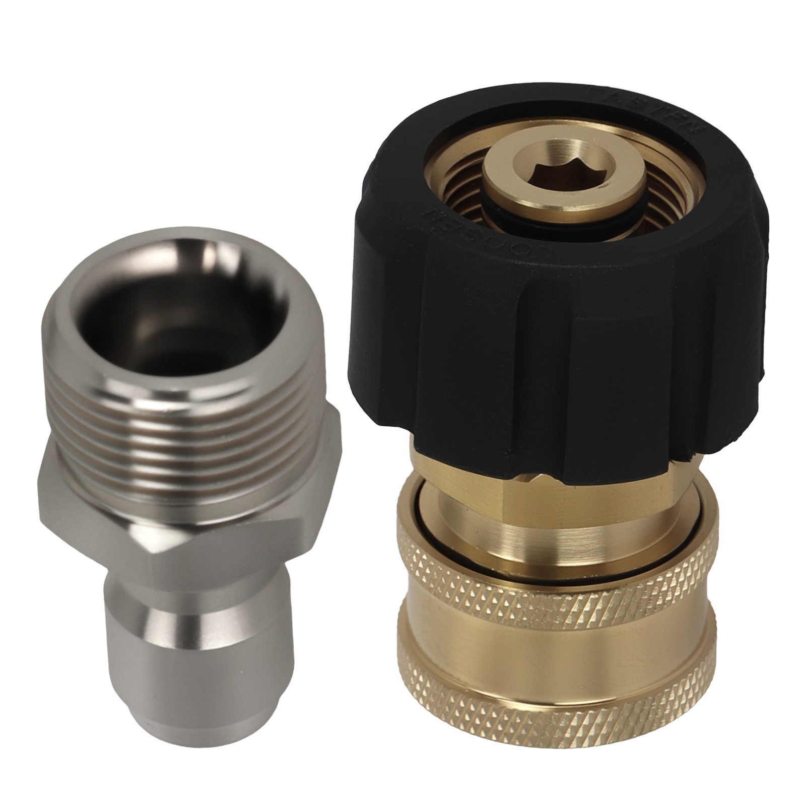 3/8 Inch QC M22 14mm Pressure Washer Adapter Brass Stainless Steel 2pc